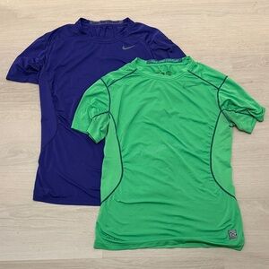 Nike Men’s Short Sleeve Pro Combat Tops - Green & Purple